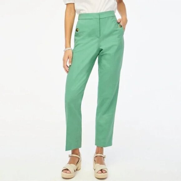 J. Crew Linen Cotton Blend Straight Leg Sailor Pants Green Size 16/XL NWT - Picture 1 of 9